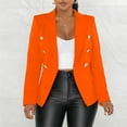 thumbnail image 3 of Fall Blazers for Women 2025, Yigetop Spring and Autumn New Solid Color Fashion Leisure Suit Short Coat Woman Blazers for Women orange XL, 3 of 7