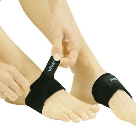 Foot Gloves Shoes - Vive Arch Support Brace (Pair) - Plantar Fasciitis Gel Strap for Men, Woman - Orthotic Compression Support Wrap Aids Foot Pain, High Arches, Flat Feet, Heel Fatigue - Insert for Under Socks and Shoes