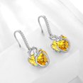 thumbnail image 4 of Juwaliy Cat Butterfly Earrings for Women 925 Sterling Silver Earring Dangle Hook Yellow Heart Citrine November Birthstone Jewelry Christmas Valentines Birthday Mother's Day Gift for Mom Wife, 4 of 10