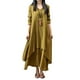 thumbnail image 1 of Vestido largo de algodón y lino informal de dos piezas falsas de corte holgado para mujer y niña Scienceny FS9904-18, 1 of 7