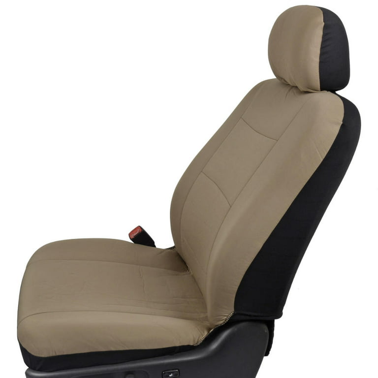 Bdk Polypro Car Seat Covers Full Set, Solid Beige Front and Rear Split Bench Seat Covers for Cars
