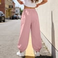 thumbnail image 6 of SonxaHe Little Girls Pants Solid High Waist Loose Breathable Pants Summer Lightweight Sports Beach Trousers Pink,Size 2-13, 6 of 6