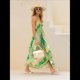 thumbnail image 4 of Vestido de Vacaciones Bohemio con Cuello en V, Floral, Sin Mangas, Holgado, con Espalda Descubierta y Dobladillo Irregular para Mujer. Verde L, 4 of 9