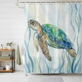 thumbnail image 2 of Shower Curtain Sea Turtle Bathroom Curtains with Hooks, Waterproof Fabric Ocean Marin Life Teal Coral Bath Shower Curtains Set for Bathroom Bathtubs Decor 72x72 Inch, 2 of 9