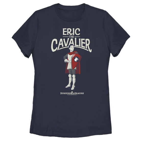 Women's Dungeons & Dragons Eric the Cavalier Pose Cartoon Graphic Tee Navy Blue Medium