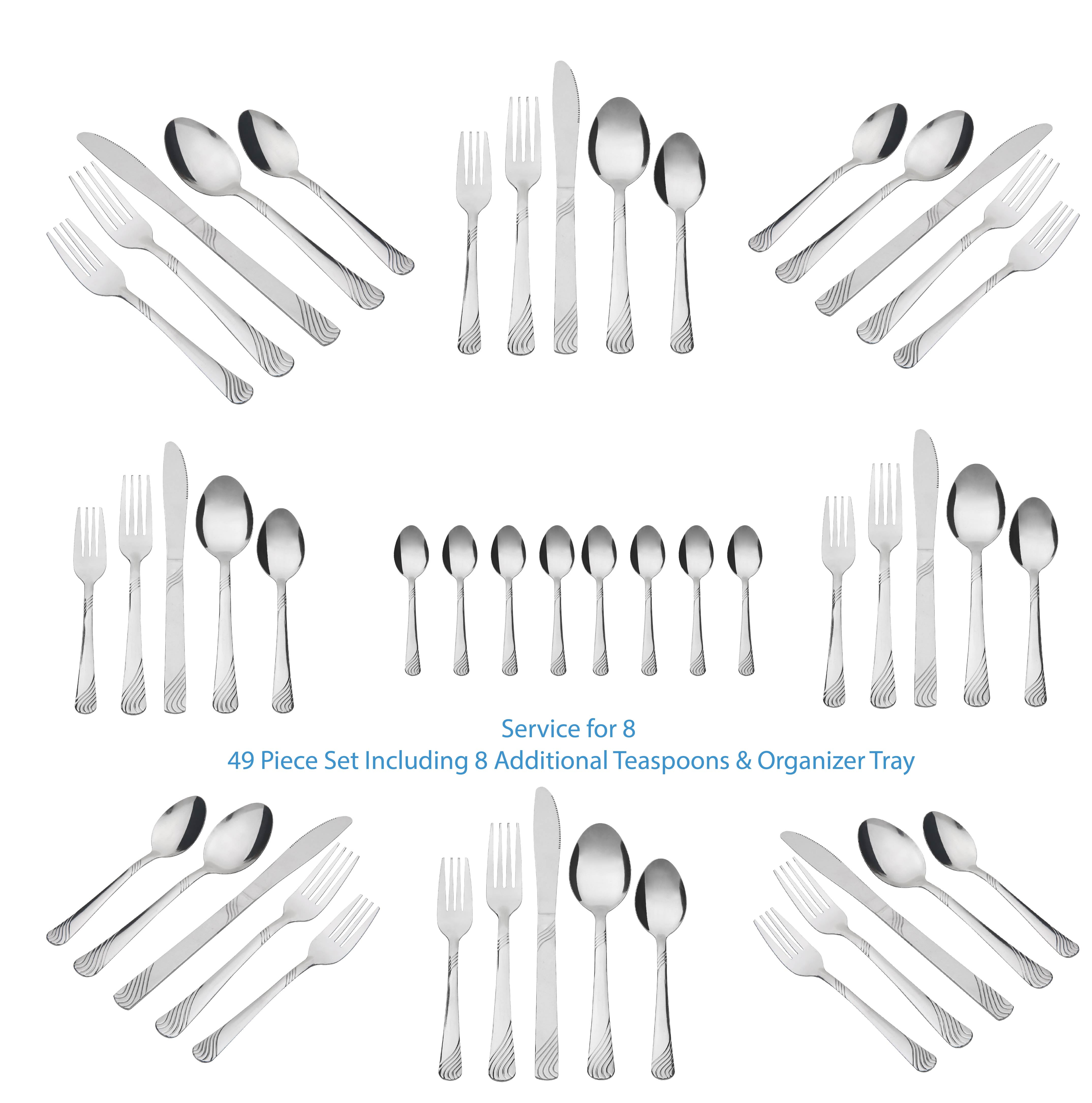 Tribal Cooking 48 Piece Silverware Set - Service for 8 - Stainless Steel Flatware Serving Set - Cutlery Set - Knives, Fork, and Spoon - Utensil Sets