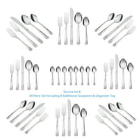 49-Piece Mainstays Swirl Stainless Steel Flatware and Organizer Tray Set, Service for 8