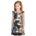 thumbnail image 1 of Fotbe Exotic Blue Cat Vestido de Dormir para Niñas de 3 a 10 Años, Mangas Cortas, Estilo Princesa, Pijama Camisón con Mangas Voladas-Large, 1 of 6