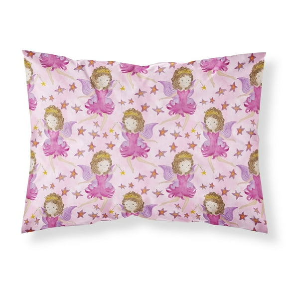 Watercolor Fairy Princess on Pink Fabric Standard Pillowcase