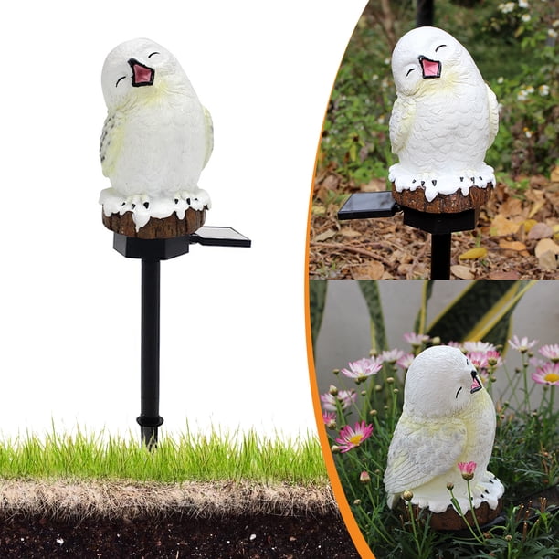 LED para Jardín Resina Con Enchufe Tierra Búho Nieve Solar Césped Y Jardín para Paisaje Exterior