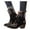 Black, variant on Womens Cowboy Boots Pointed Toe Western Short Cowgirl Boots For Women Block Mid Heels Wide Calf Ankle Booties