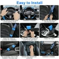thumbnail image 3 of EEEkit Car Carbon Fiber Accessories Set with Steering Wheel, Gear Shift, Handbrake, Center Console, Seat Belt Cover, Blue, 3 of 6