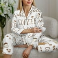 thumbnail image 6 of Hirioo Coffee for Women's Pajama Sets 2 Piece Pjs Women's Long-Sleeved Pajama Set Button Down Sleepwear,S-XXL-Medium, 6 of 7