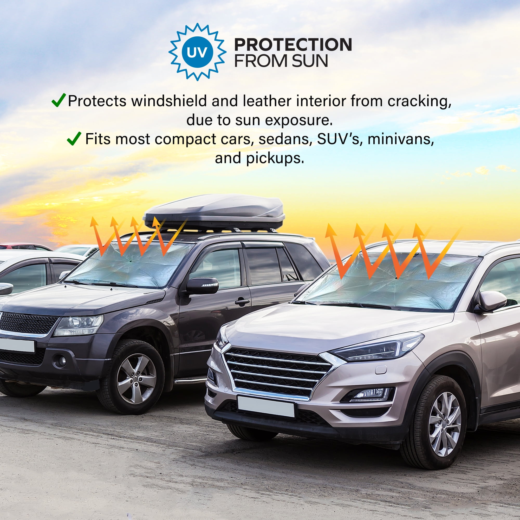 Xtreme Auto Pop-up Car Sunshade Umbrella for Windshield - Daily Sun Protection, Compact & Easy Storage, Reflective Material, Fits Most Vehicles