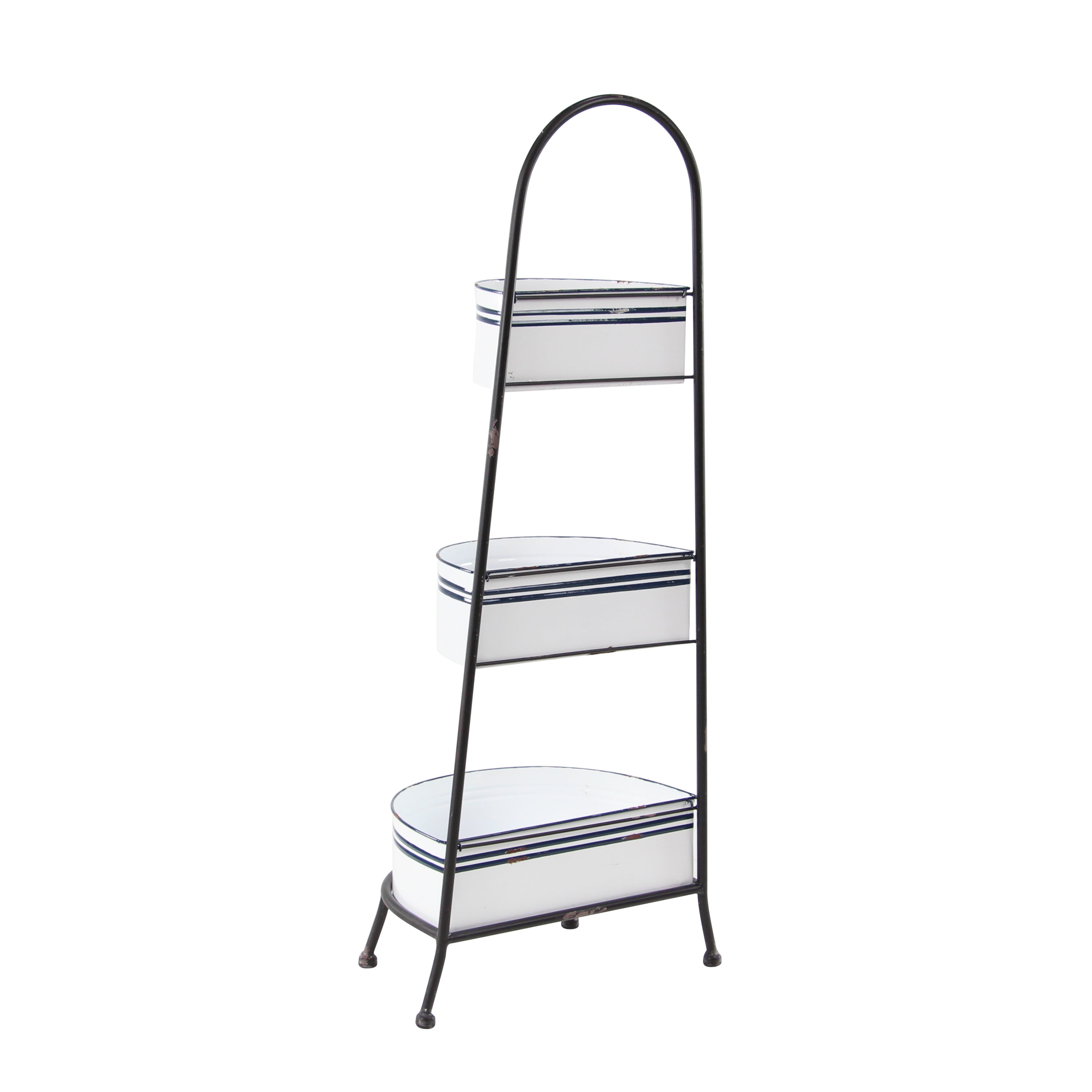 DecMode 14"W, 38"H Metal Farmhouse Shelving Unit, White, 1 - Piece