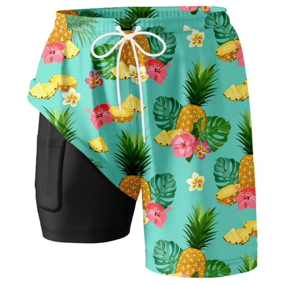 Kcolen Mens Swim Trunks 7 Inch Quick Dry Gradient Swim Shorts Light Upf Swimsuit Men with Compression Liner Summer Beach Swimming Shorts for Men