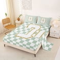 thumbnail image 2 of Feelyou Glitter Print Letter D Full Size Sheets for Kids, Buffalo Checkered Bed Sheets for Bedroom, Green, 4-Piece, 2 of 5
