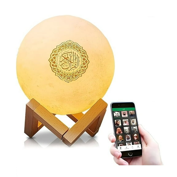 Quran Speaker,Starry Moon Lamp Bluetooth Speaker Quran Cuba with APP Control，Quran Recitation, Eid Mubarak hajj Gifts (Moon) Brand: Generic