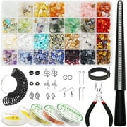 HXXF Ring Making Kit, 1670Pcs Jewelry Making Kit with 28 Colors Crystal Gemstone Chip Beads, Jewelry Wire, Pliers and Other Jewelry Ring Making Supplies