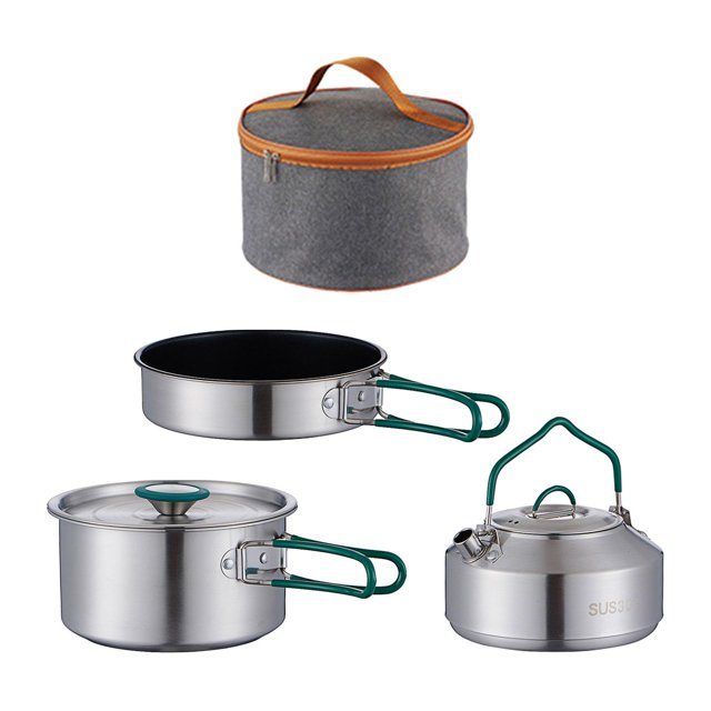 Juego de cocina para acampar DYNWAVEMX 3 piezas utensilios de cocina acero inoxidable 1 L