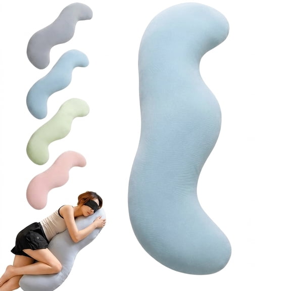 Marshmallow Body Pillow, Ergonomic Body Pillow Side Sleeper with Removable Washable Cover, Pea Pod Long Hugging Pillow for Leg and Back Support