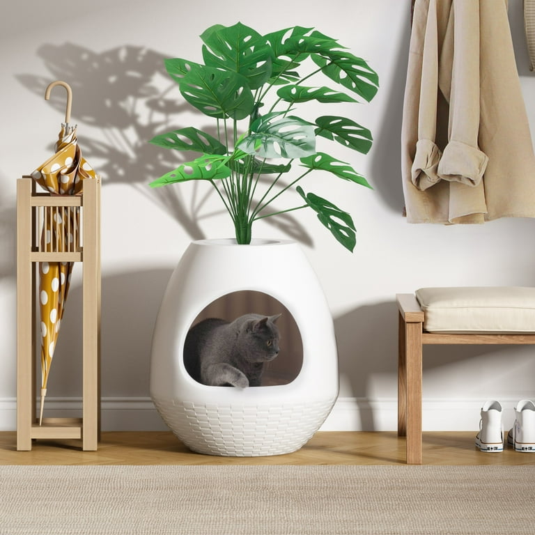 Coziwow Plant Litter Box Hidden Cat Litter Box with Artificial Plants DIY