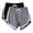 #0413-Gray, variant on Womens 2PC Retro Striped Dolphin Hem Athletic Shorts Drawstring Waist Pocketed Workout Running Shorts