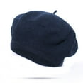 thumbnail image 2 of Xfvqtps Womens Beret Hat French Style Solid Color Classic Wool Plush Fur Artistic Elegant Fall Winter Painter Hat Navy, 2 of 3