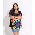 thumbnail image 3 of CASSIE LIZ Plus Size Tops for Women Colorful Tie Dye Short Sleeve Blouses Black Base Fashion Swing Crew Neck Shirts Tee Loose Fit Tunics Spring Summer Casual Pullover XL 14W 16W, 3 of 5