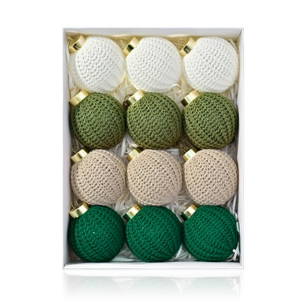 Baile Del Festival 12 adornos navideños de cuerda hechos a mano, bolas para decorar el árbol de Navidad y el hogar durante las fiestas, 8 cm JASKFLY