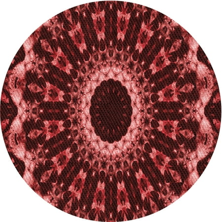 

Ahgly Company Indoor Round Patterned Grapefruit Red Area Rugs 7 Round