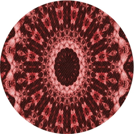 

Ahgly Company Indoor Round Patterned Grapefruit Red Area Rugs 7 Round