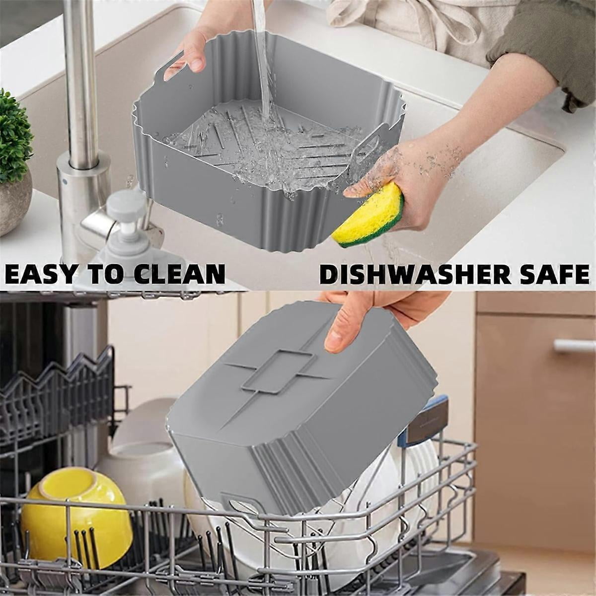 2PCS Silicone Air Fryer Liners for Air Fryer Pro XL AF141 AF140 AF181 Square Air Fryer Liners Reusable Basket C