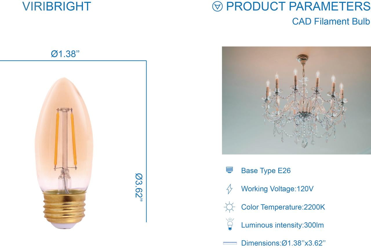Great Value 4W Decorative LED Vintage Candelabra Light Bulb Great Value 4W Decorative LED Vintage Candelabra Light Bulb