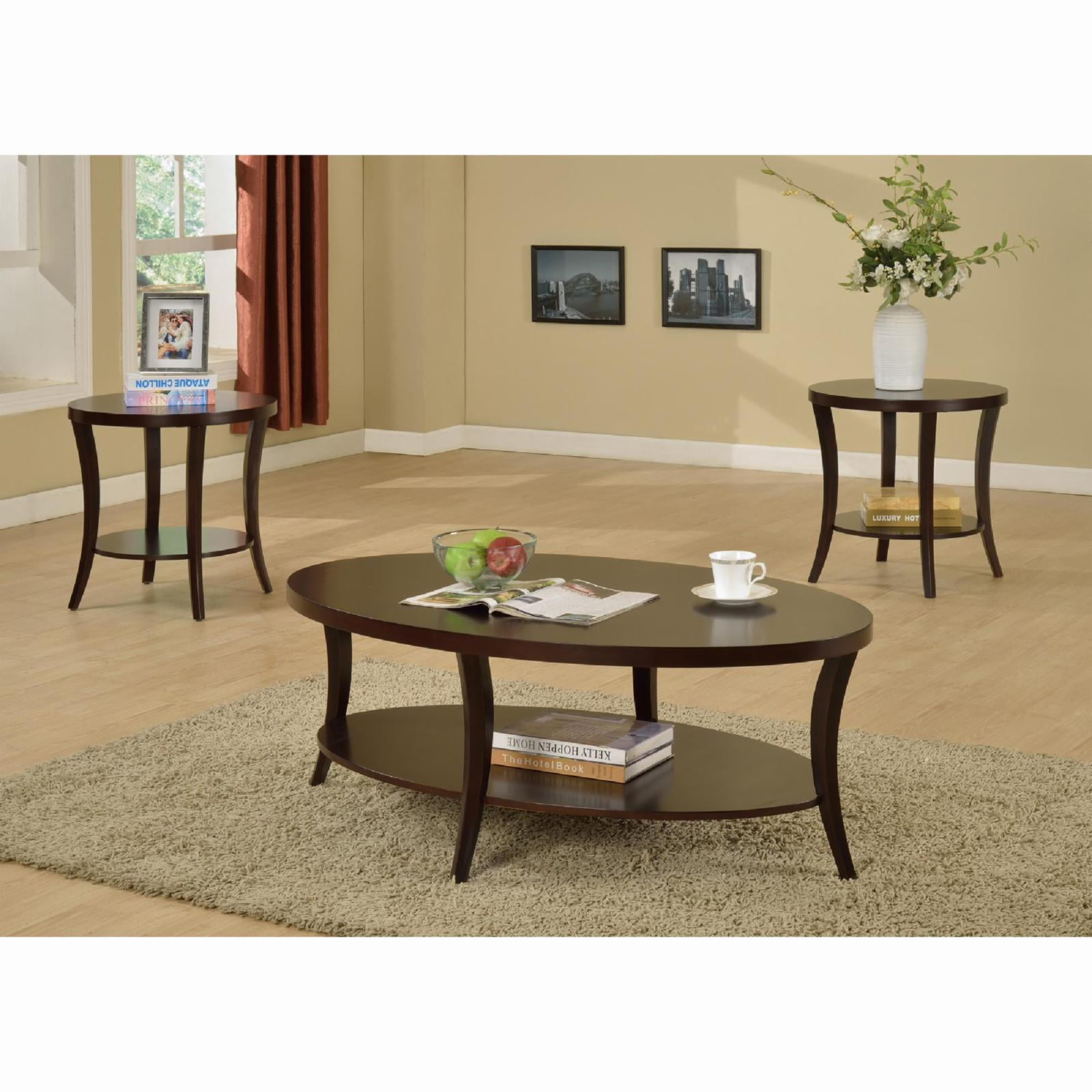 Roundhill Furniture Perth Contemporary Wood End Table in Espresso