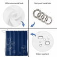 thumbnail image 3 of Navy Blue Flowers Shower Curtain Set - 48" x 72" Washable Bathtub Curtain with 12 Hooks, Rustic Abstract Floral Simple Art Waterproof Fabric Stall Shower Curtains for Bathroom/Bathtub Décor, 3 of 6