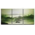 thumbnail image 2 of wall26 3 Panel Canvas Wall Art - Chinese Ink Painting Style Alone Boat on Calm River Among Mountains in Mist - Giclee Print Gallery Wrap Modern Home Art Ready to Hang - 16"x24" x 3 Panels, 2 of 4