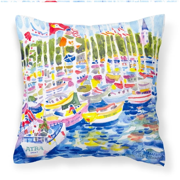 Carolines Treasures 6117PW1414 Bunch of boats at Harbour Decorative   Canvas Fabric Pillow 14Hx14W multicolor