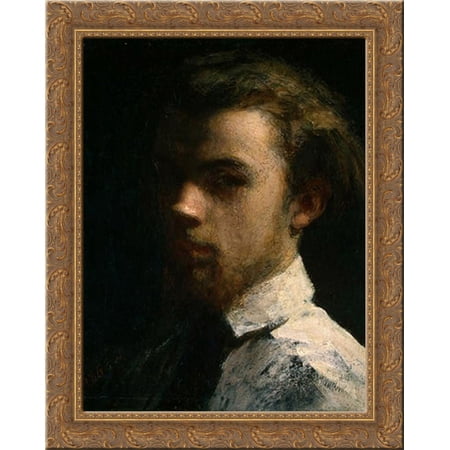 Self-Portrait 20x23 Gold Ornate Wood Framed Canvas Art by Fantin Latour, Ignace Henri Jean Theodore