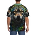 thumbnail image 3 of Lsque Realistic Style Colorful Wolf print Men's Cuban Collar Short Sleeve Shirt Summer Beachwear Casual Button Down Fashionable Vacation Leisure Shirt-4X-Large, 3 of 7