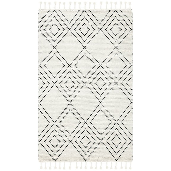 SAFAVIEH Casablanca Idella Diamond Area Rug, Ivory/Black, 5' x 8'