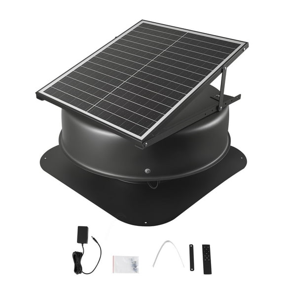 VEVOR Solar Attic Fan, 40 W, 2800CFM Large Air Flow Solar Roof Vent Fan, Low Noise and Weatherproof with 110V Smart Adapter