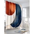 thumbnail image 3 of Navy Blue Burnt Orange Shower Curtain Set, Waterproof Shower Curtains for Bathroom, Modern Boho Art Geometric Washable Fabric Cloth Bath Curtain for Bathtub Decoration with Hooks 48x72 Inches, 3 of 6