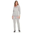 thumbnail image 1 of Women Athletic Fleece Sweatsuit Tracksuit Activewear Stripe-Patch Gray Small, 1 of 8