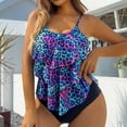 thumbnail image 6 of Womens Swimsuits Summer Colorful Leopard Printed Two Piece Ruffled Flanged Tankini Bathing Suits for Women L, 6 of 9