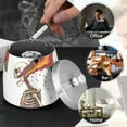 thumbnail image 4 of Yayeee Ashtray with Lid for Cigarette Smokeless Stainless Steel Home Ash Holder, Colorful Skeleton, 4 of 7