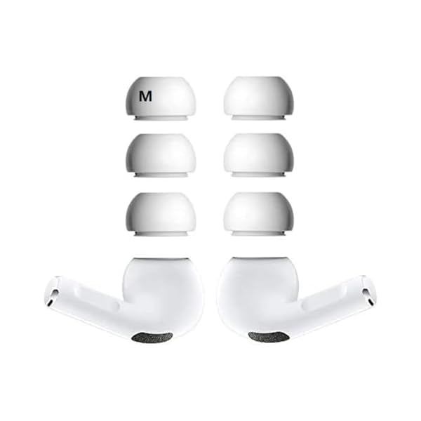 wonima02 Ear Tips Replacement for AirPods Pro, Air Pods Pro Covers Air Pods Pro Earbuds Tips Ear Cap Ear Gel Silicone Eartips 3 Pairs, Medium Size, White M