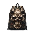 thumbnail image 2 of Lsque Metal Style Horned Skull Pattern Canvas Daypack, Durable Backpack, High-quality Versatile Backpack,Vintage Compact Backpack-Small, 2 of 6