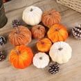 thumbnail image 3 of Velvet Pumpkin Decor, 6/8/10cm Foam Fabric Pumpkin Fall Decorations for Thanksgiving Halloween Home Table Mantel Centerpiece, 3 of 6