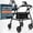 Black W/ Black Seat, variant on Ultra Lightweight Rollator Walker by with Seat and Backrest Purple W/ Floral Seat - 4-Wheel Aluminum Rollator for Adults, 6" Wheels, Folds for Storage, 300 lb Capacity, Height